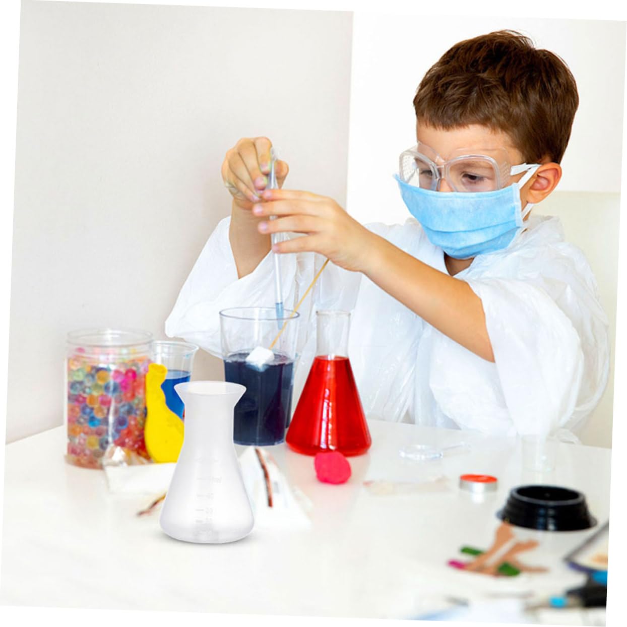SOLUSTRE 32piezas Erlenmeyer De Plástico Para Frascos Científicos De Diseño Juego De Frascos Para Experimentos Químicos