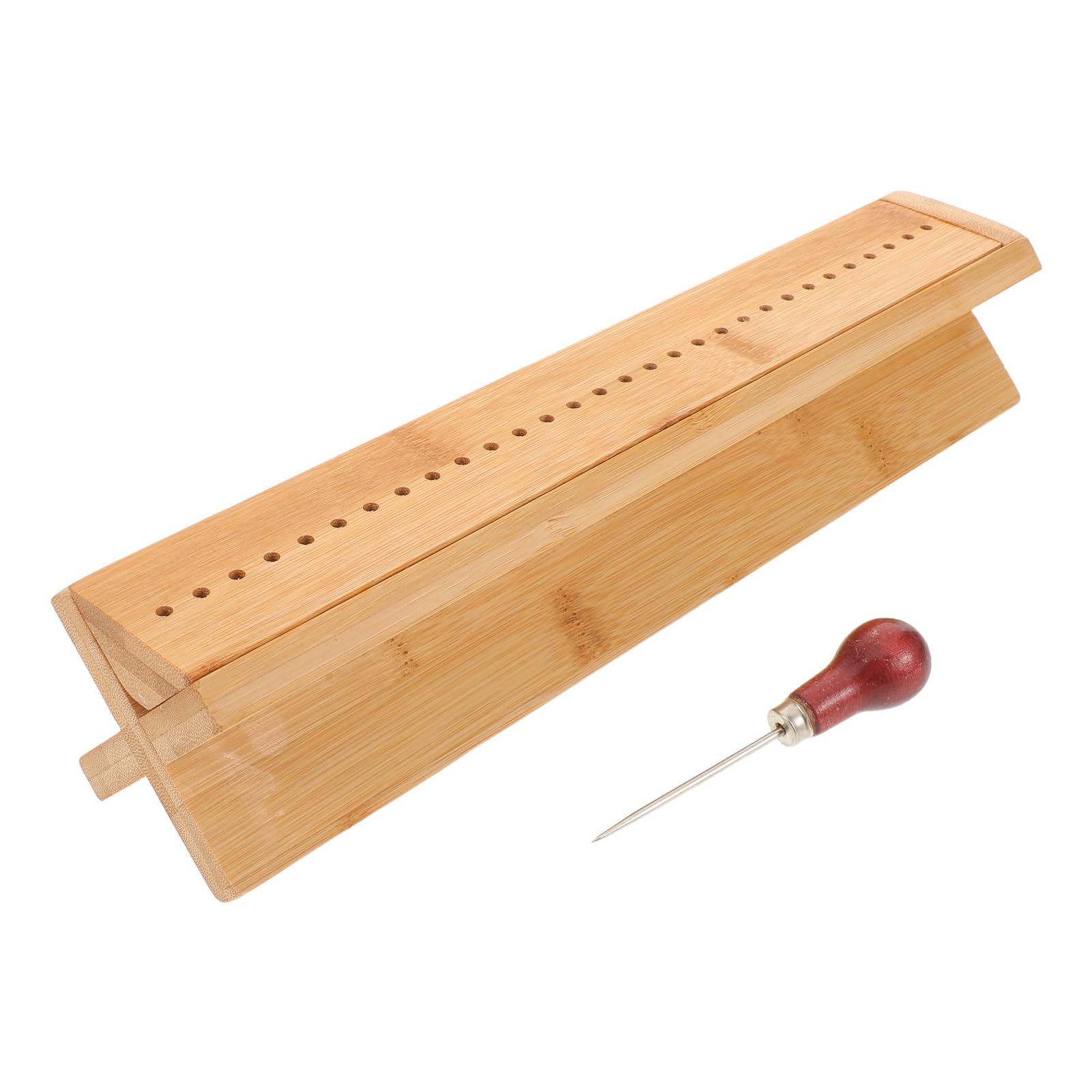 NUOBESTY Kit de Encuadernación de Madera con Cuna de Perforación de 32 Cm, Herramienta Portátil con Punzón para Agujeros Precisos en Libros y Manualidades, Accesorios para Bricolaje