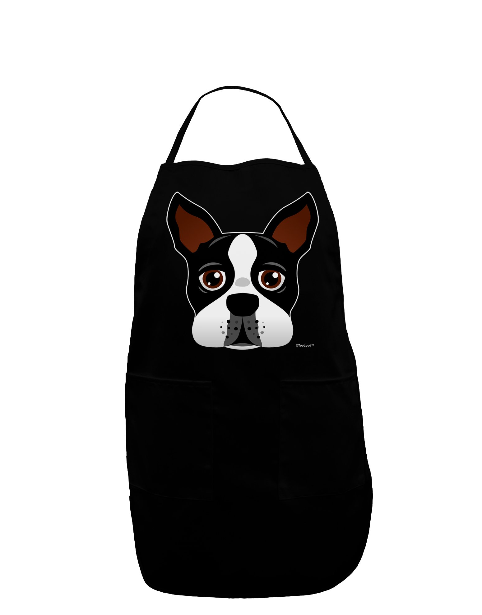 TOOLOUD Cute Boston Terrier Dog Face Dark Adult Apron - Black - One-Size