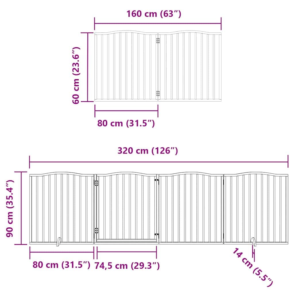 vidaXL Składana bramka dla psa z drzwiami 6 paneli biała 480 cm