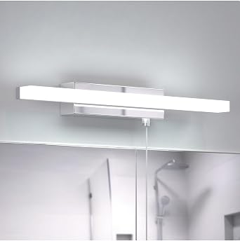 Bathroom Wall Light 9W 220V - Bathroom LED Mirror Light with Pull Cord Switch - Cold White 6000K IP44 Waterproof Over Mirror Lamp 850LM Bright for Shaving and Makeup [Energy Class A]