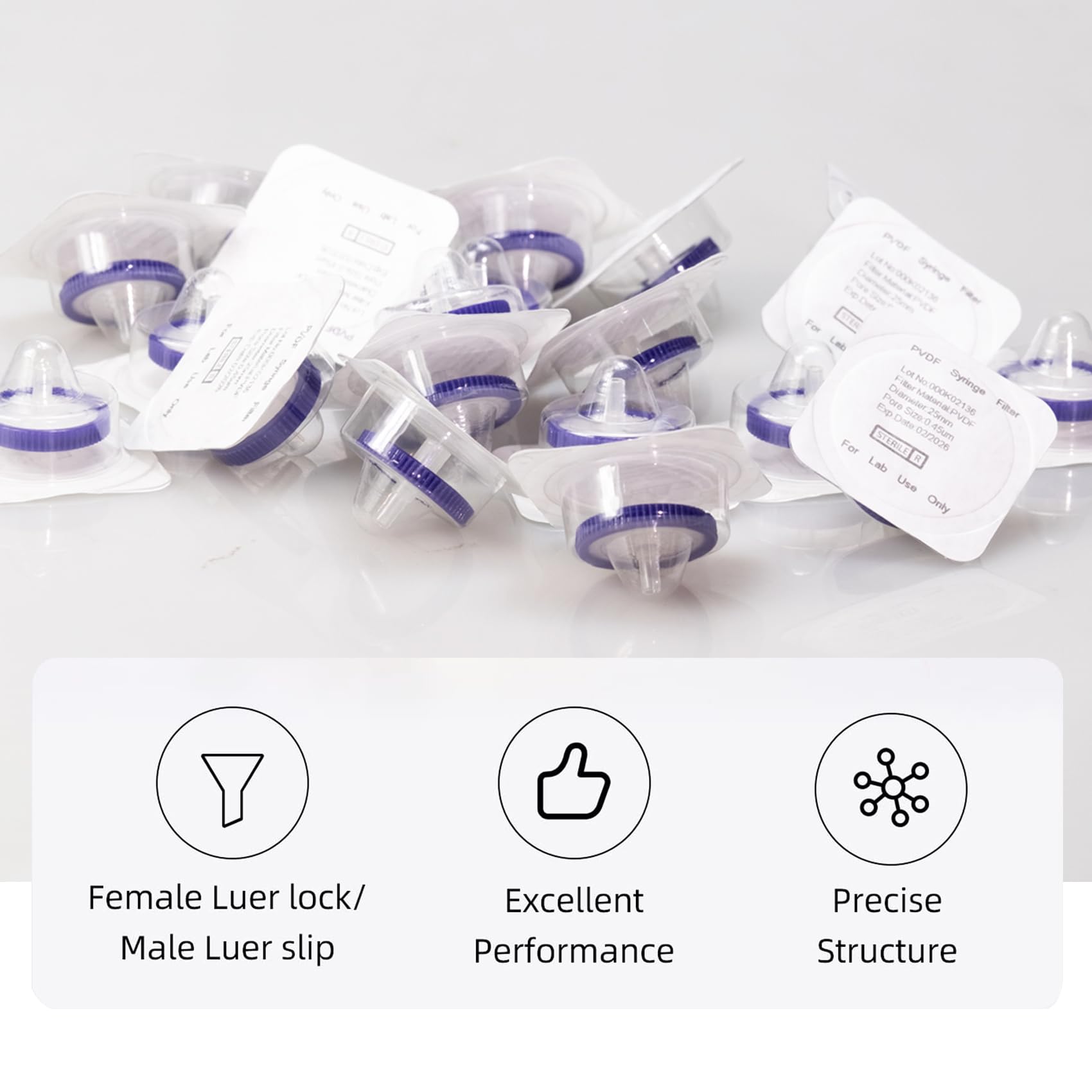 25mm Sterile Syringe Filter PVDF Hydrophilic Filtration 0.45um, 20 PCS — Amazon image 5