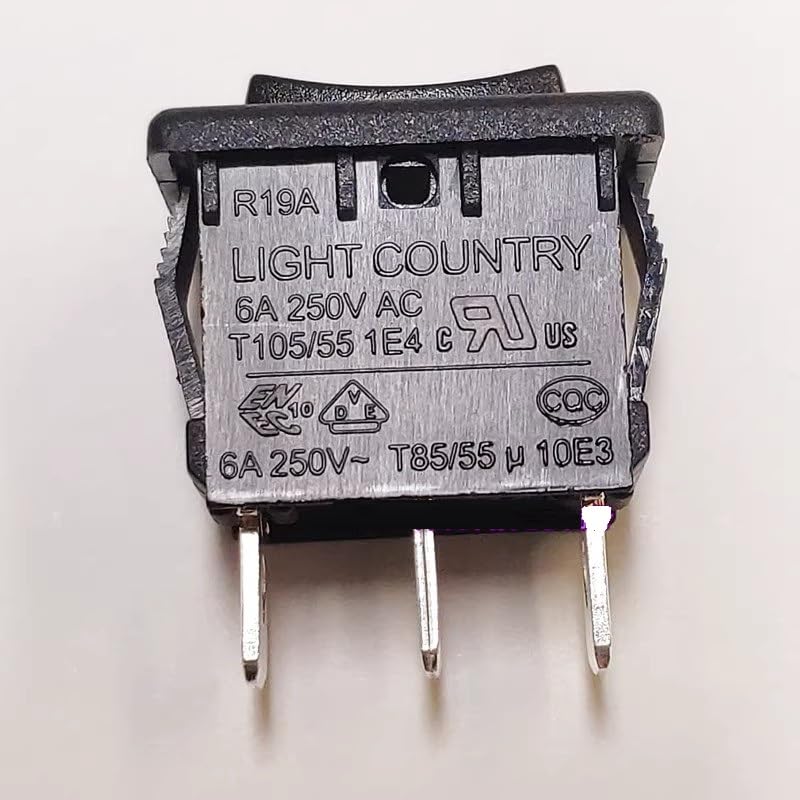 R19A 3-Position SPDT Latching Rocker Switch, 13x19mm On-Off-On Maintained Position with UL Certification