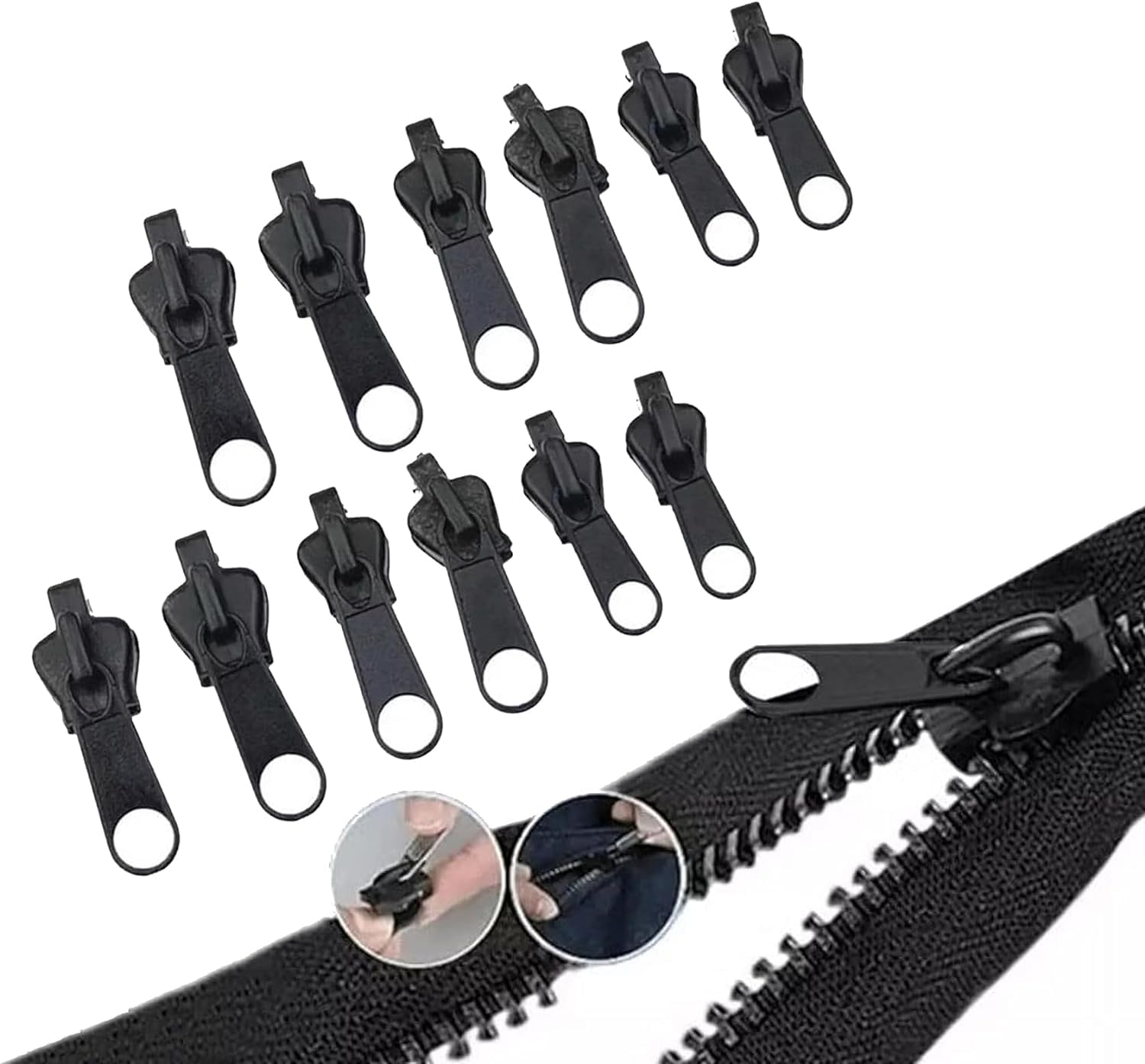 JowxsxJowxsx Black Universal Instant Fix Zipper Repair Kit Replacement Zip Slider Teeth Zippers Durable, Jacket Zipper Replacement, Design Arts, Crafts and Sewing, Fasteners