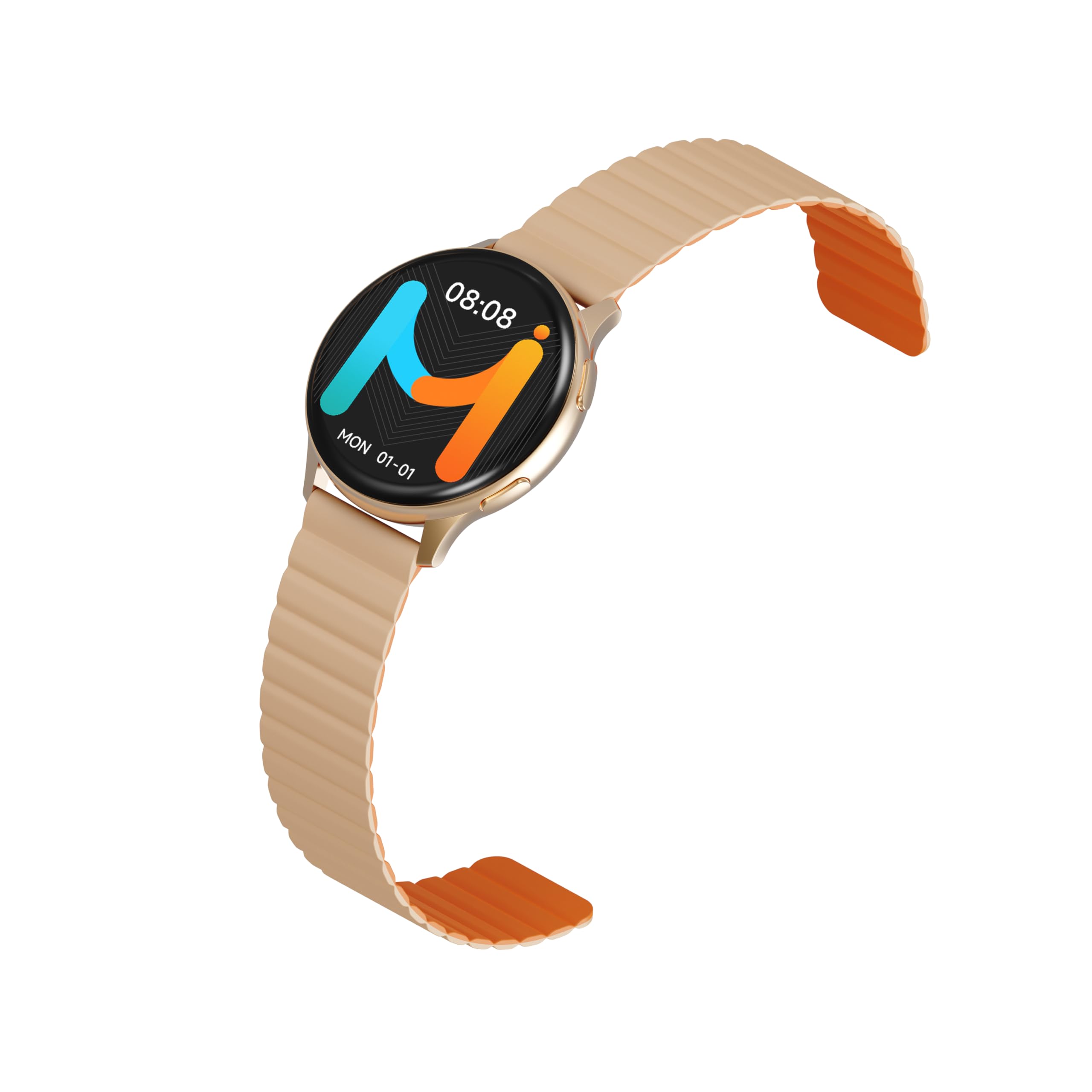 IMIKI HOLO PRO KW66 męski i damski smartwatch, wyświetlacz AMOLED1.43, łączność Bluetooth, pasek magnetyczny, pomiar tlenu we krwi i tętno, Android i iOS - złoty