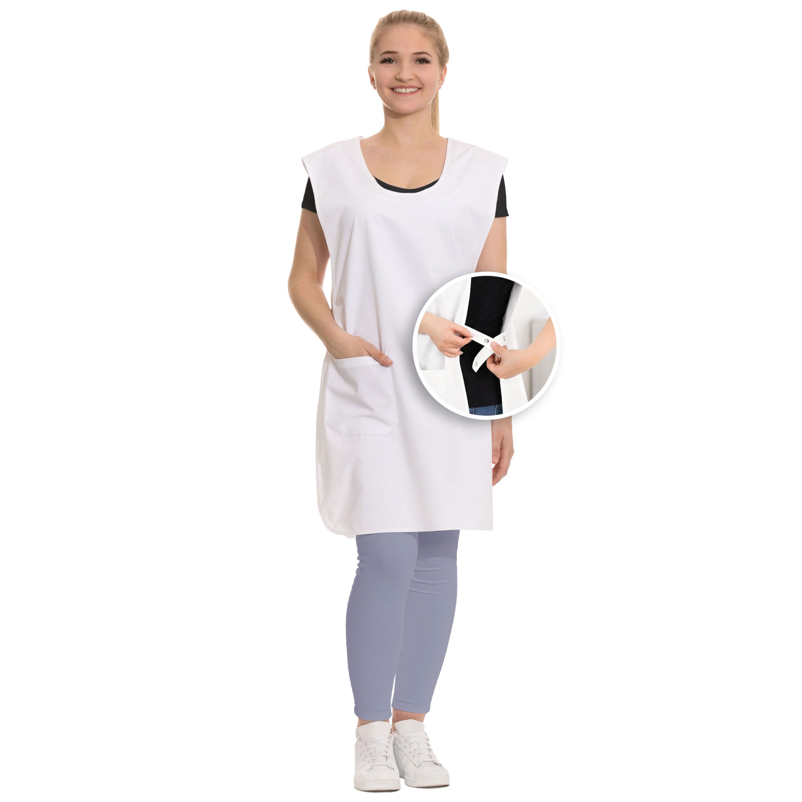 ZOLLNER Delantal cruzado - protección duradera para la ropa - talla única - tejido mixto - con prácticos botones a presión y bolsillo lateral - lavable - con certificación Oeko-Tex®