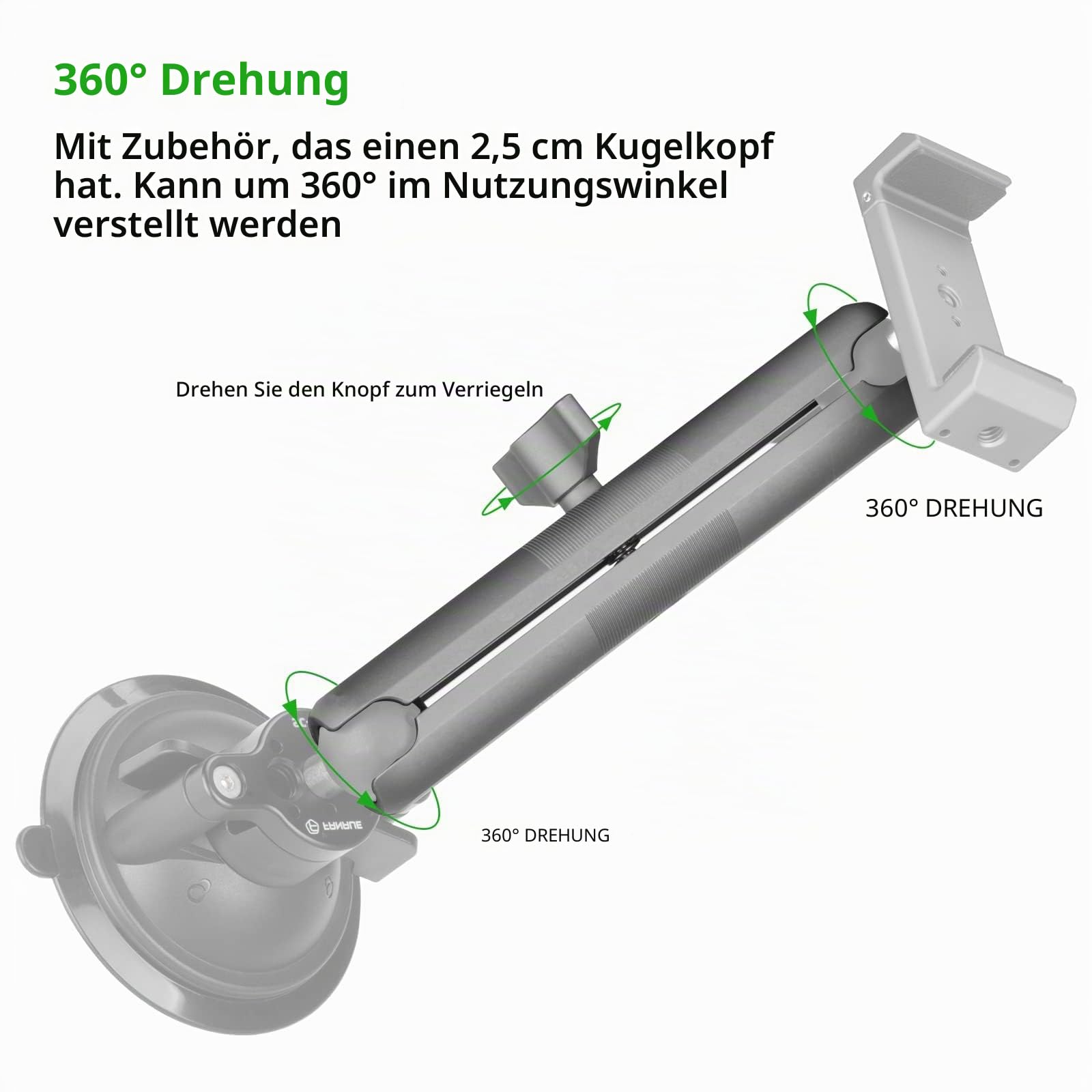 FANAUE Doppelbuchsenarm kompatibel mit RAM Mounts Type B 1" Ball Assembly und Motorrad-Handyhalterung, passt zu allen Industriestandard 1"/25,4mm/Type B Ball Adaptern, Aluminium Länge 6"