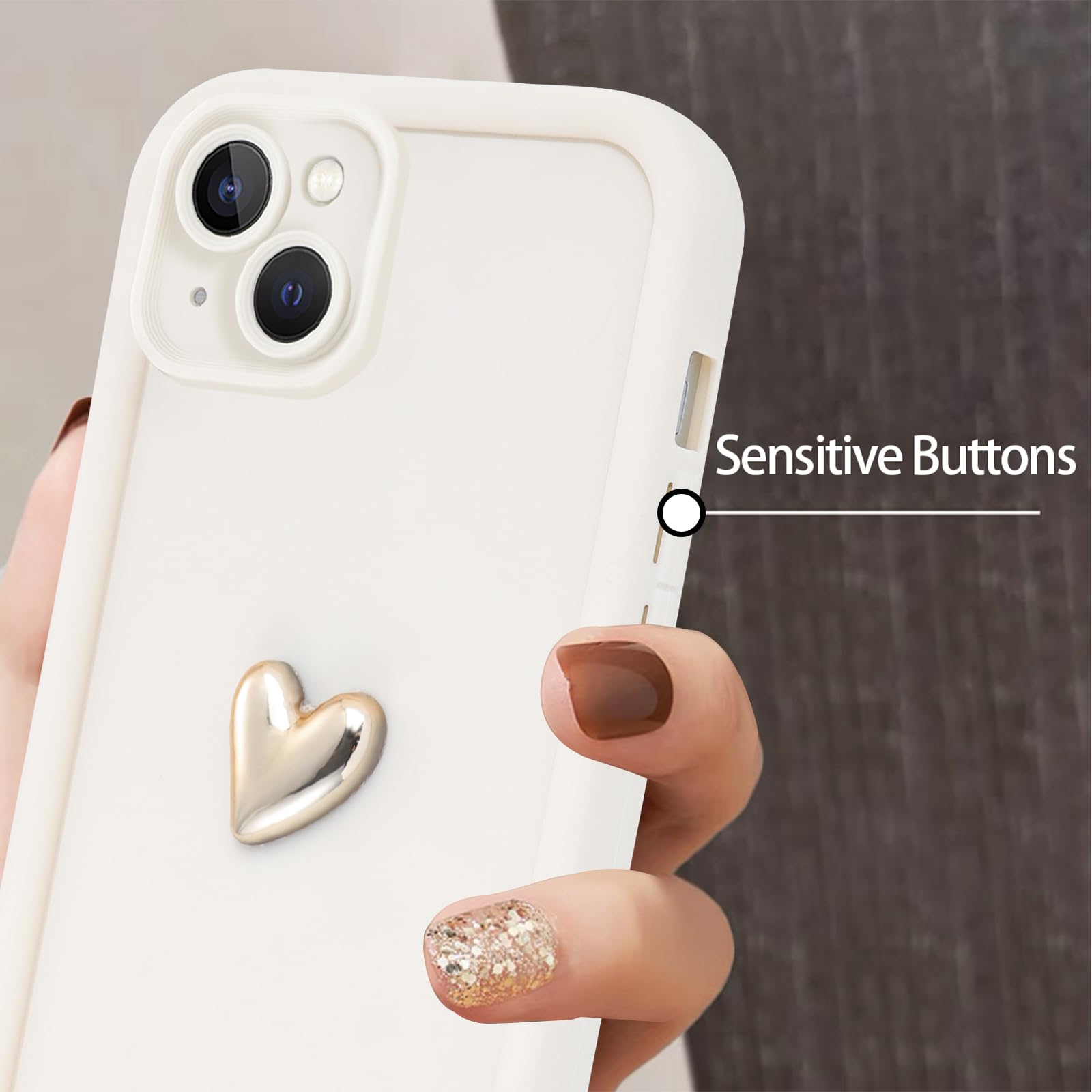 Coalbooliy Funda Para IPhone 13 6,1'' Blanco Carcasa Ultra Fina Suave TPU Ultrafina Silicona Aesthetic Patrón Osito Peluche 3D Antigolpes Bumper Protección Cámara Niña Regalo Case Móvil, 03