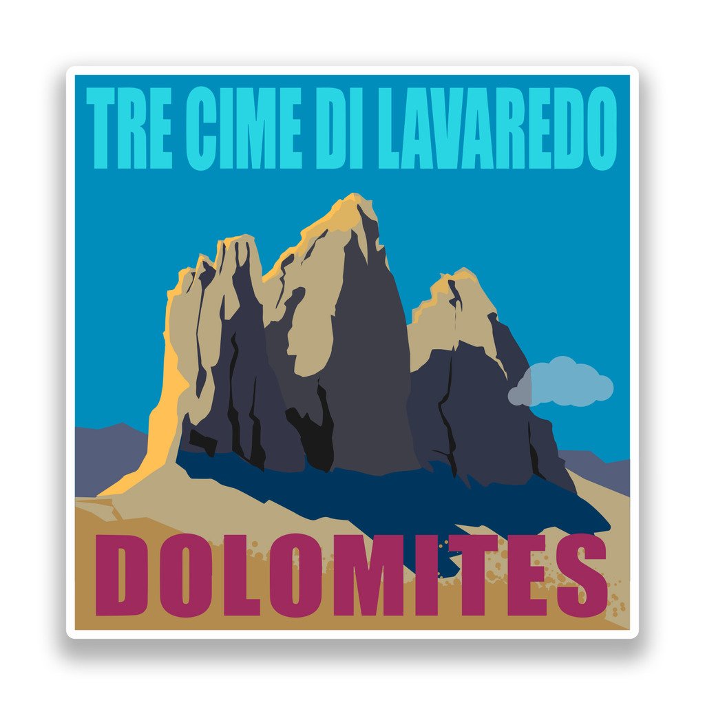 2 x 25cm/250mm Tre Cime di Lavaredo Adesivi vinilici bagagli di viaggio #7315