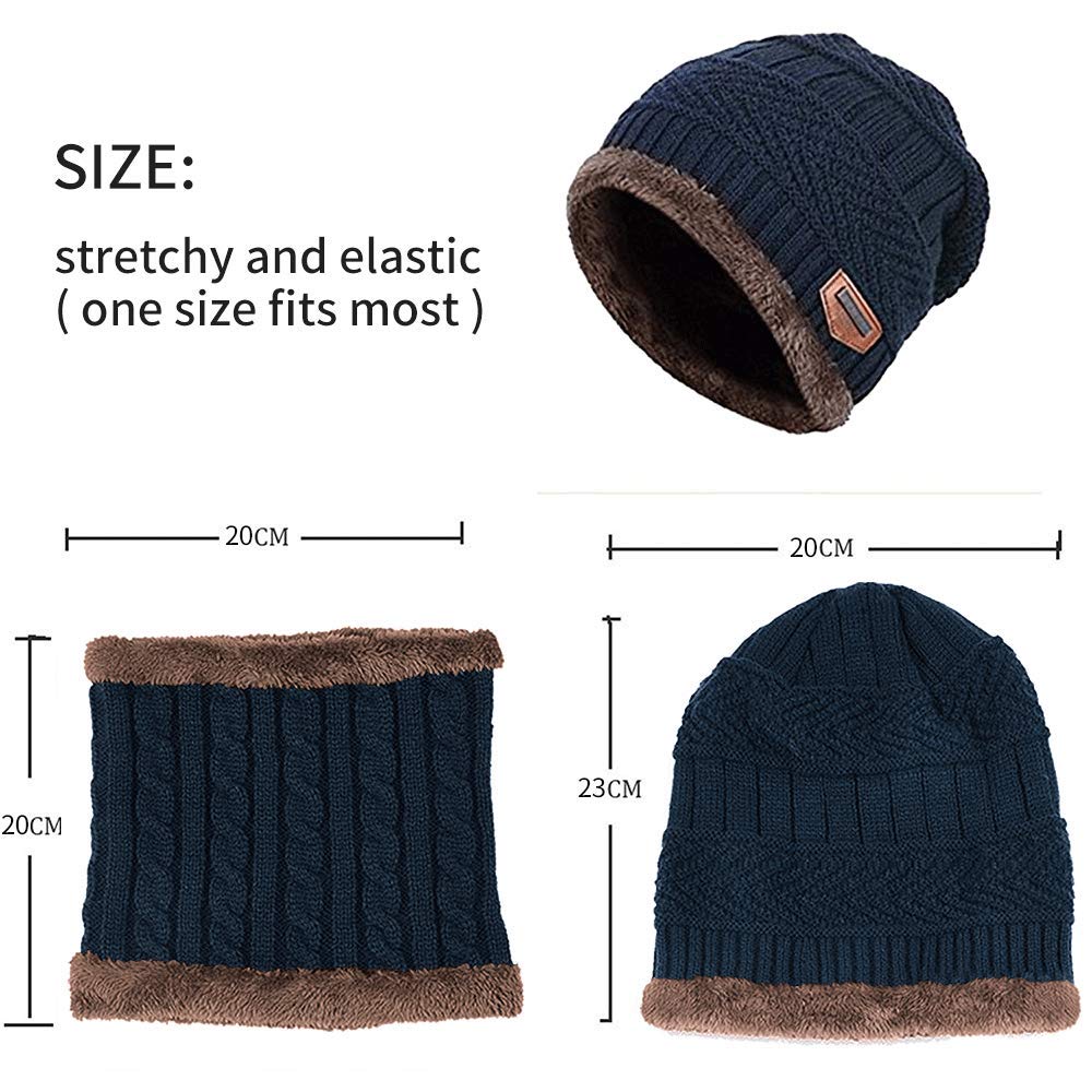 Gorro y Bufanda Niño, Conjunto Gorro y Bufanda de Punto 2 en 1, Gorro y Bufanda de Invierno con Forro Polar para Niños y Niñas