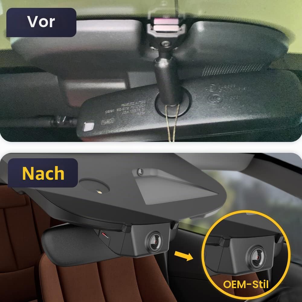 Fitcamx 4K Dashcam kompatibel mit Ford Mustang Mach-E 2021-2025 GT Select Premium, integrierter OEM Dash Cam, UHD 2160P Video, WLAN & APP, Loop-Aufnahm, G-Sensor, Plug & Play, 64-GB-Karte