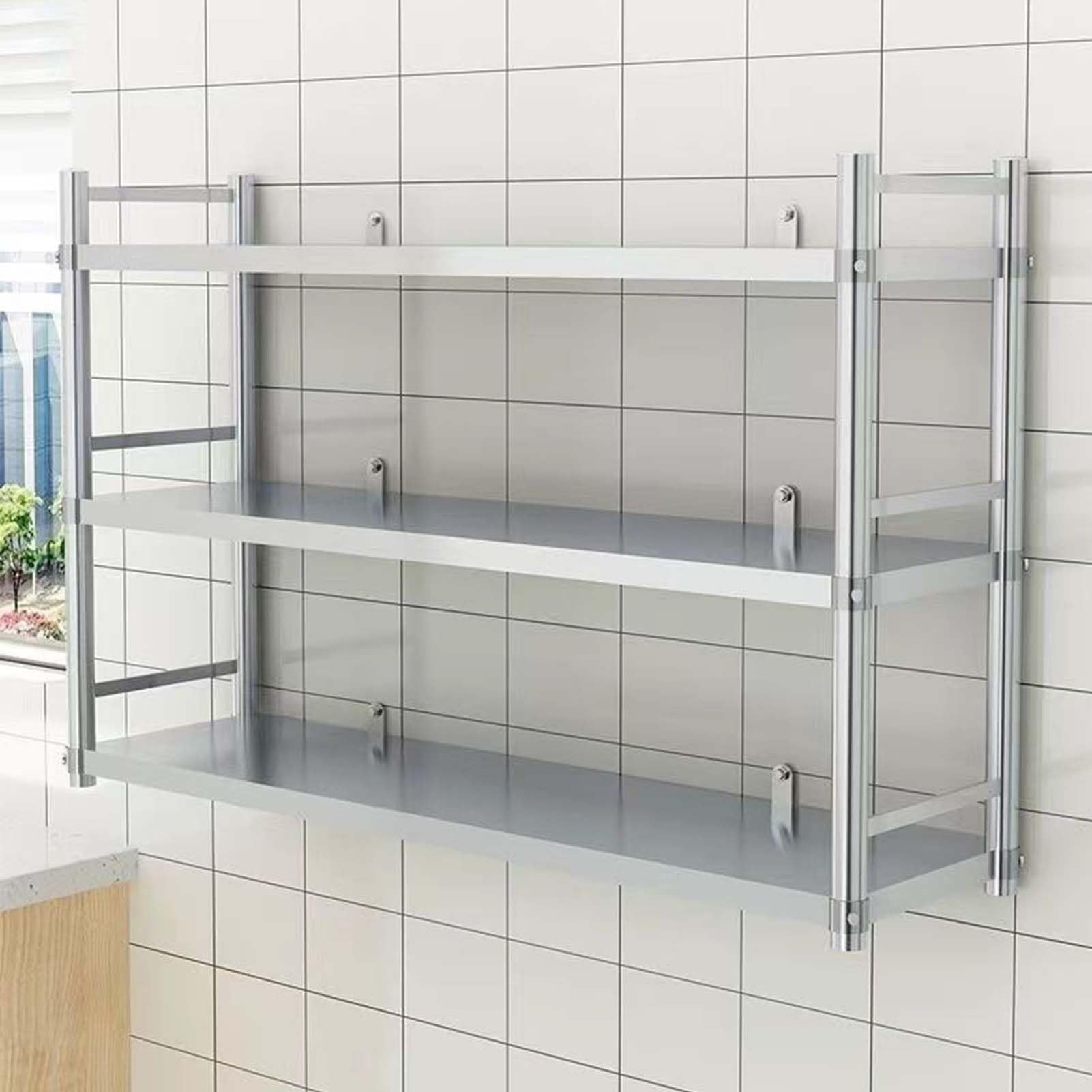Étagère murale en inox pour grille-pain à micro-ondes libérant l'espace de cuisine encombré