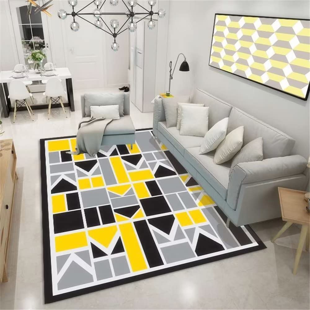 Tapis enfant chambre fille durable jaune pour protéger le sol du salon des rayures