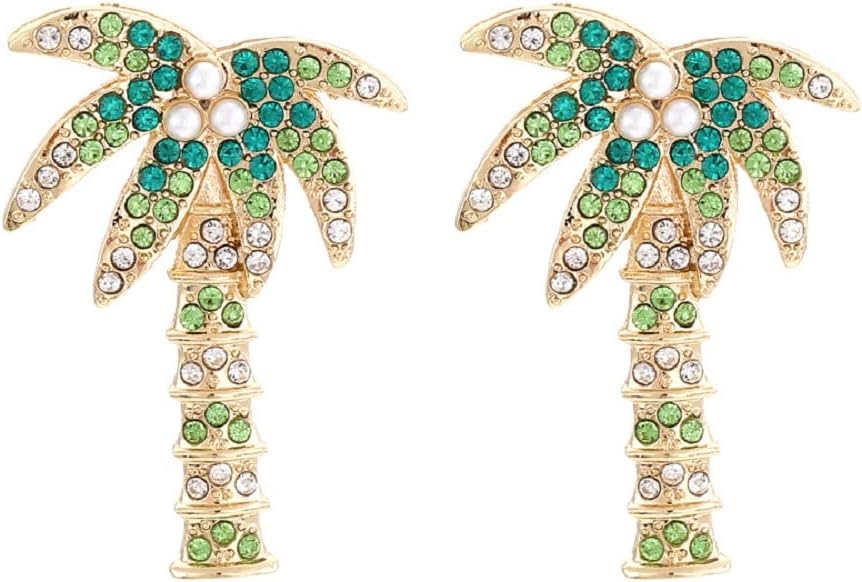 Coconut Tree Earrings for Women, Cute Palm Tree Earrings for Womens, Tropical Coconut Palm Tree Dangle Earrings Hypoallergenic, Bohemian Flower Tree Drop Earrings, Zinc, No Gemstone