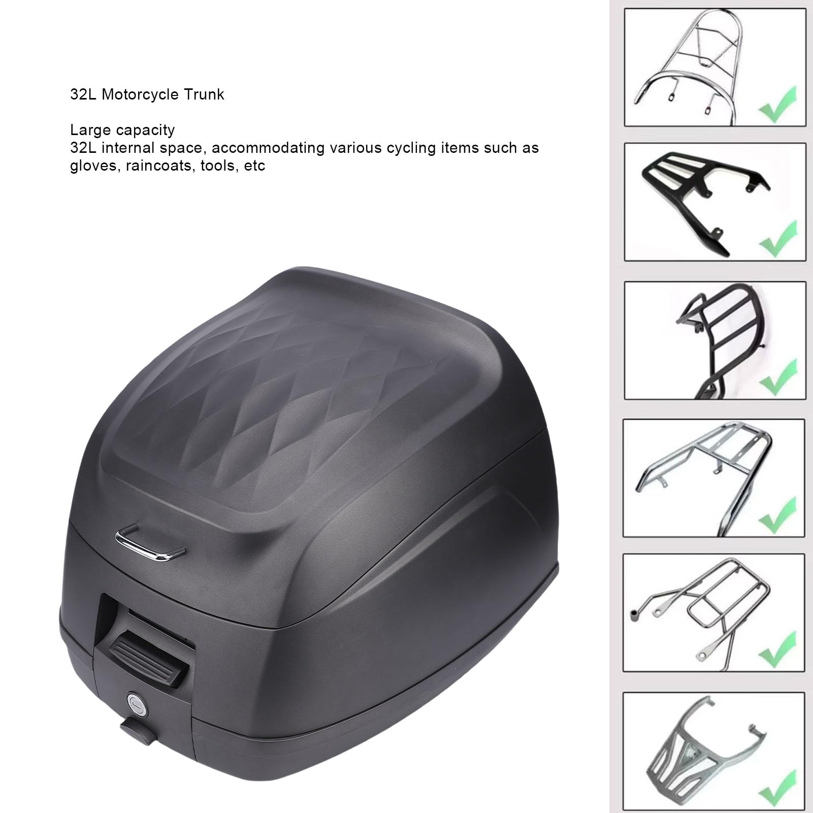 Luqeeg Coffre 2L, Étanche Coffre Arrière, Porte-Bagages avec Système Antivol, Sacoche pour Casque Porte-Bagages Arrière pour Gants Trottinettes Électriques (Grey)
