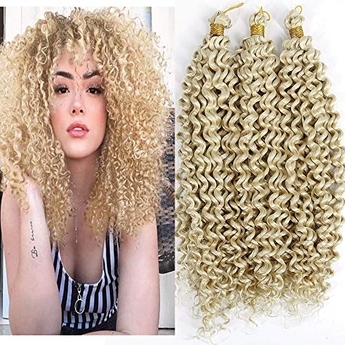 Crochet Braiding Hair for Black Women 14Inch Marleybob Water Wave Deep Twist Synthetic Bohemian Crochet Curly Hair Extensions(613#)