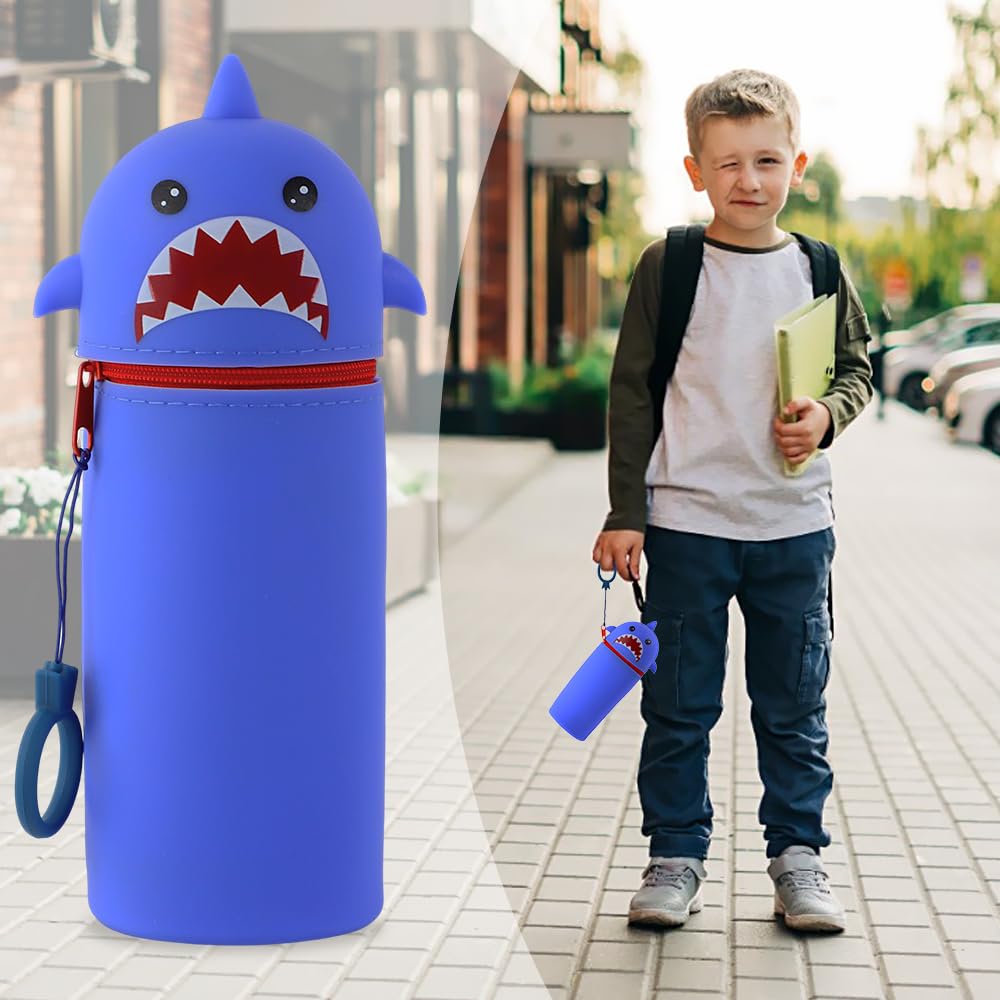 Trousse Silicone 2 en 1 Cartoon Stand Up réglable Requin