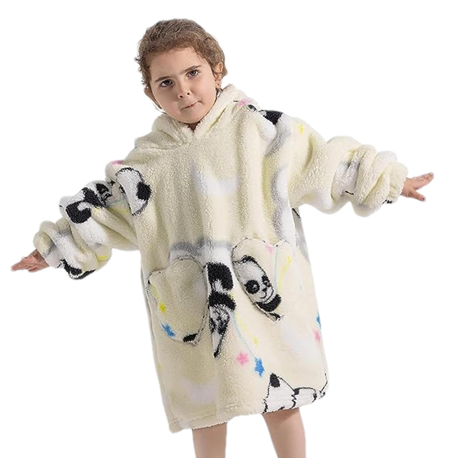 NUANHOM Kapuzenpullover Decke Für Kinder - Übergroße Kuscheldecke Mit Kapuze Und Tasche