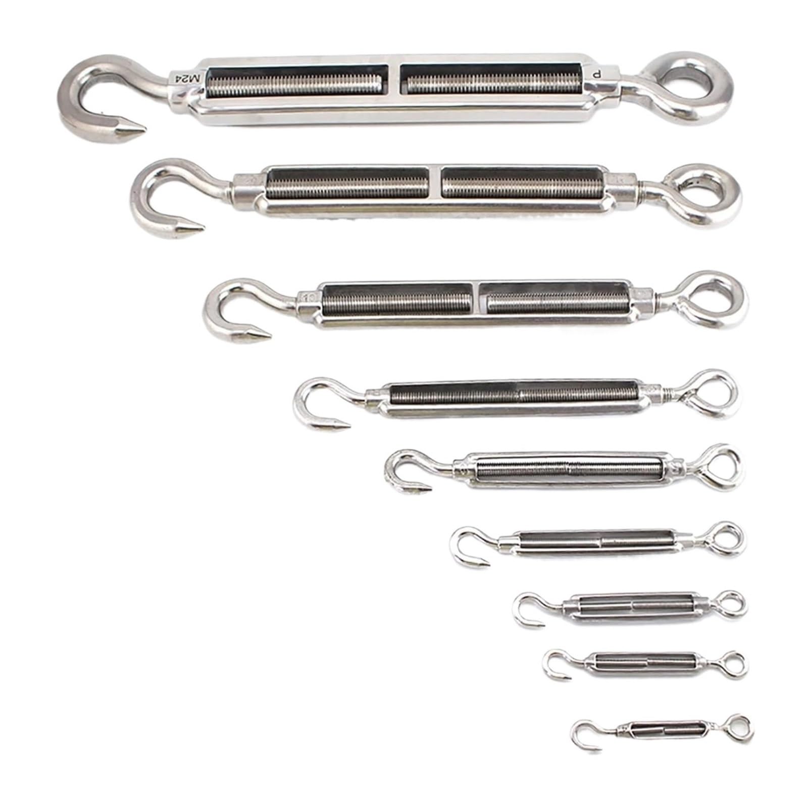 Udpoiuyt One Color Adjust Chain Rigging Hook, 1Pc Stainless Steel Hook Eye Turnbuckle Wire Rope Tensioner(M6)