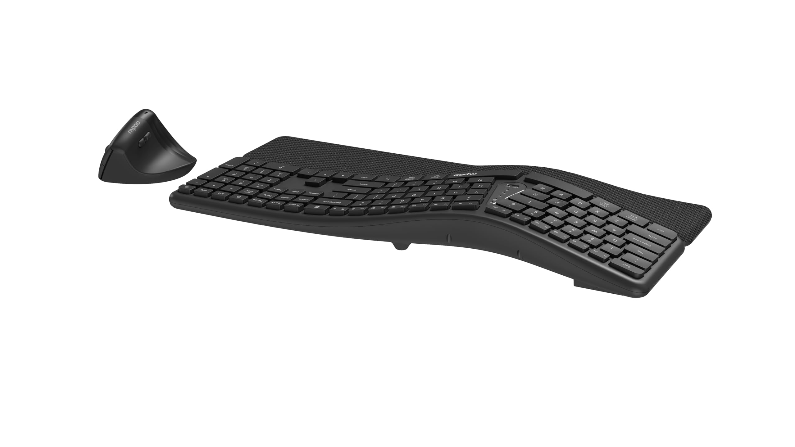 Rapoo I Teclado y ratón inalámbrico QWERTY español, Ergonómico, Negro | Ratón silencioso, 2,4 GHz y Bluetooth, 1600 dpi, Pilas)