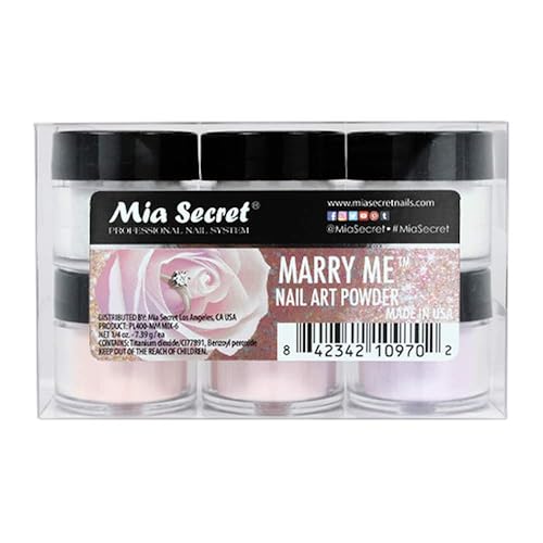 Mia Secret - Colección de polvo acrílico para uñas polímero Marry ME 6 piezas