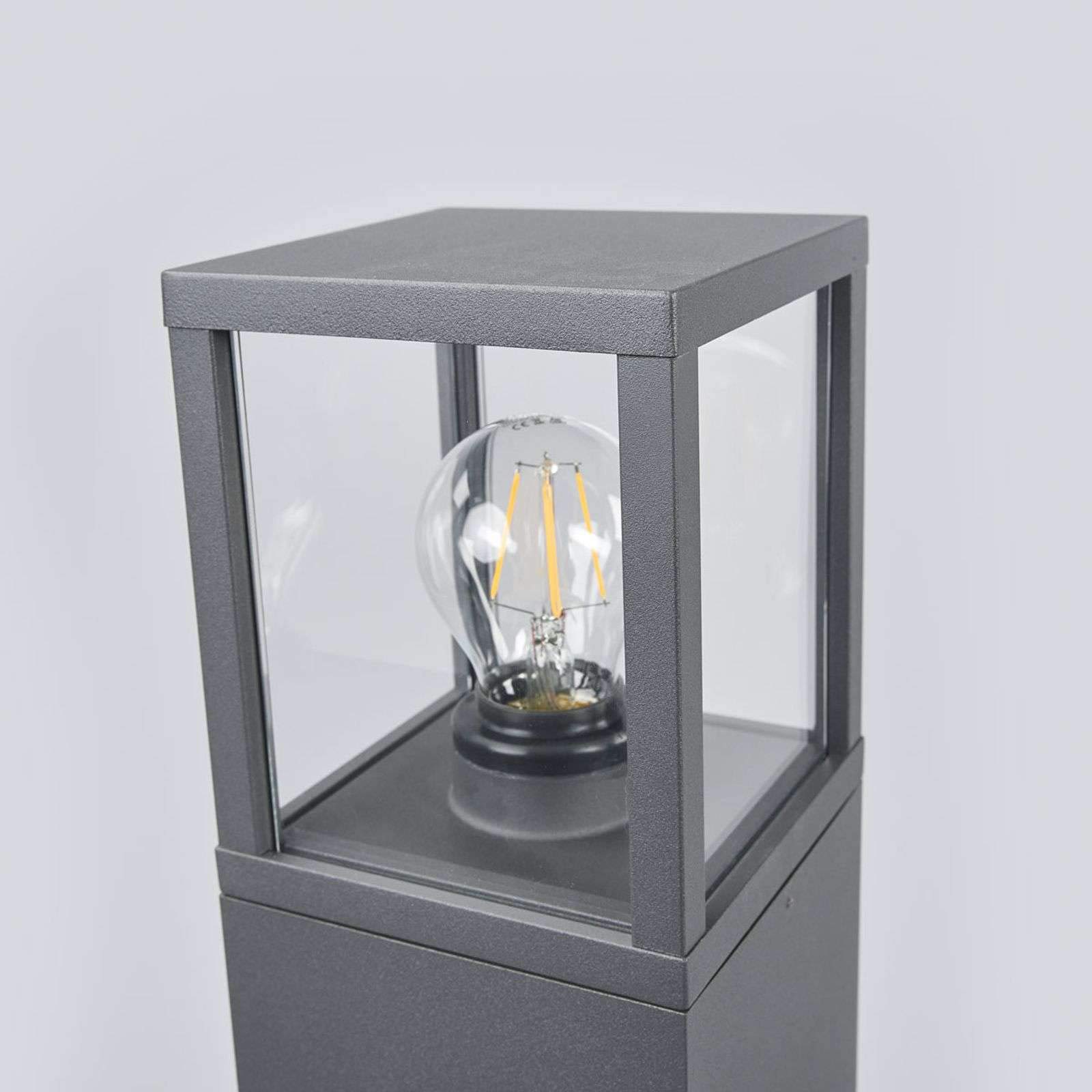 Lindby Lampioncino da giardino Paletto luminoso Segnapassi Alluminio Esterno 90 cm, E27 grigio grafite Illuminazione aiuole sentieri cortile luci led esterno