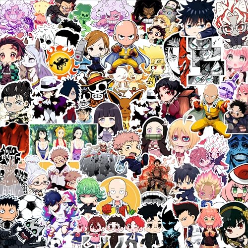 Image of AnimeVerse Pack of 62 Mixed Anime Stickers for Laptop, Phone, Guitar, Bike, PC, | Waterproof Glossy Vinyl Decals | Residue-Free Anime Stickers Collection (Mixed Anime)