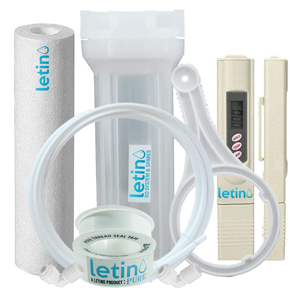 Letino 10 Inch Spun Filter (PP Spun) Cartridge Compatible for 10 Inch Pre-Filter Housing | Pack - 1 - with Spanner (Transparent PreFilter + TDS Meter)-picture-10
