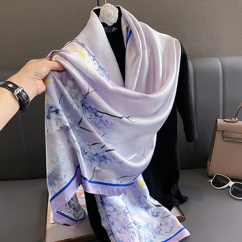 Scarves for Women Lightweight Silky Scarf Elegant Floral Pattern Sunscreen Shawls and Wraps Gifts4