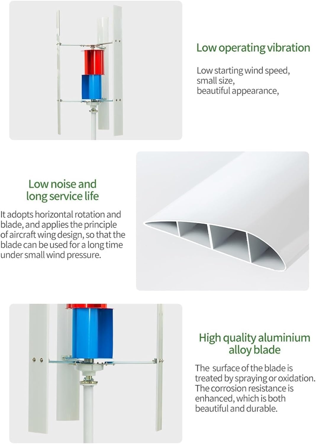 Kit d'éolienne à axe Vertical 3000W Générateur d'éolienne 2 Panneaux solaires photovoltaïques 100W contrôleur complémentaire éolien et Solaire