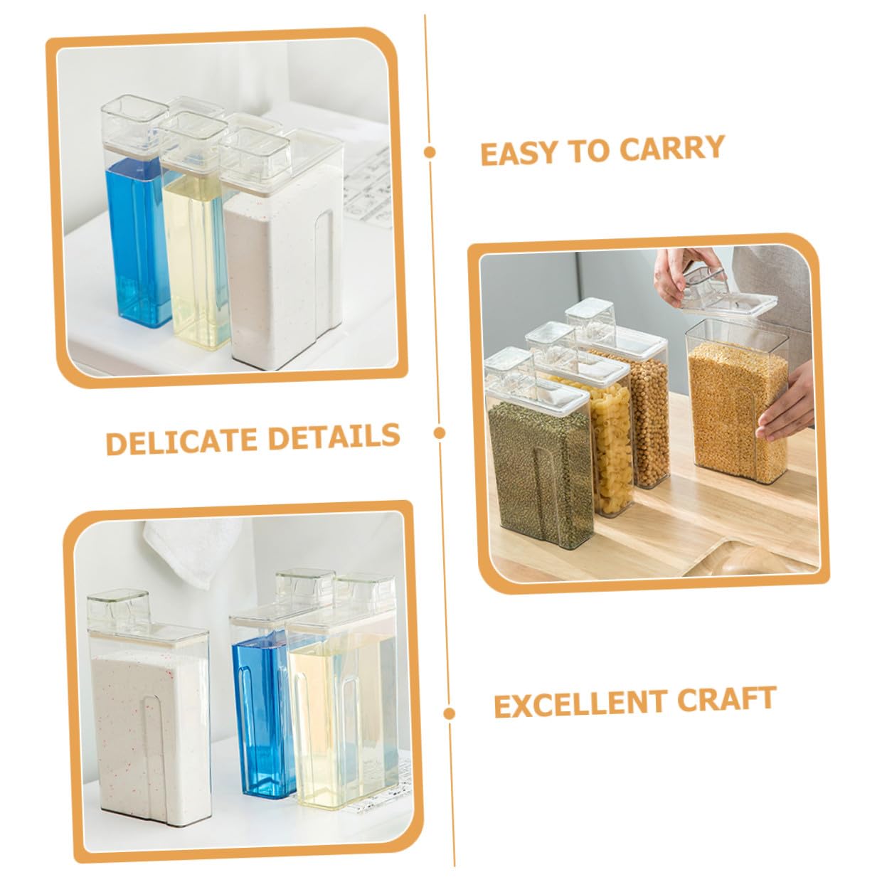 Dispenser per Detersivo Bucato Trasparente 2 Pezzi in Pet e Ptr, Grande Capacità, Pratico da Trasportare, Contenitore Multifunzione per Sapone e Lozione
