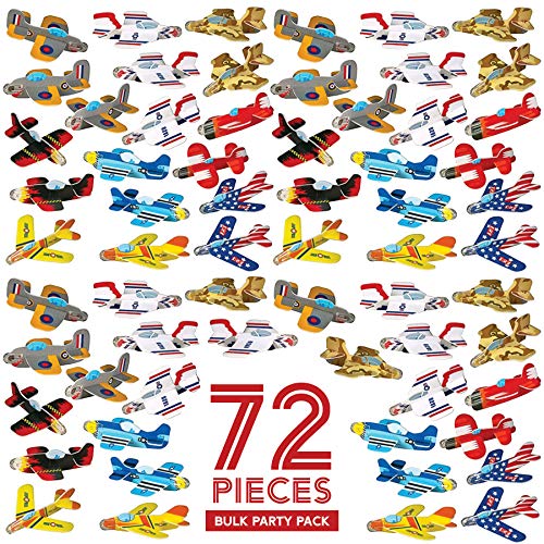 Party Favors For Kids - Bulk Toys - 72 Pack Of Airplane Gliders Bulk Party Pack Individually Wrapped Flying Paper Planes – Assorted Designs - For Rewards And Prizes, Pinata Fillers, Carnival Prizes #TOP1