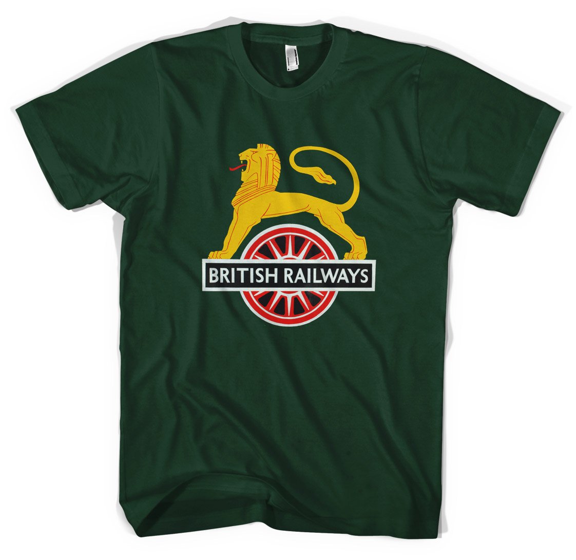 Revolver Tees Men's Green British Railways Lion Crest Unisex T-Shirt, Xl