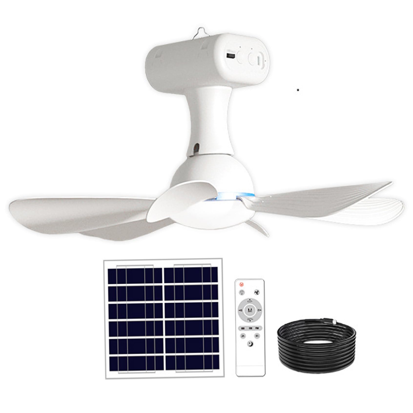 Ventilador de techo solar portátil de 6W con batería recargable de 6000 mAh y mando a distancia