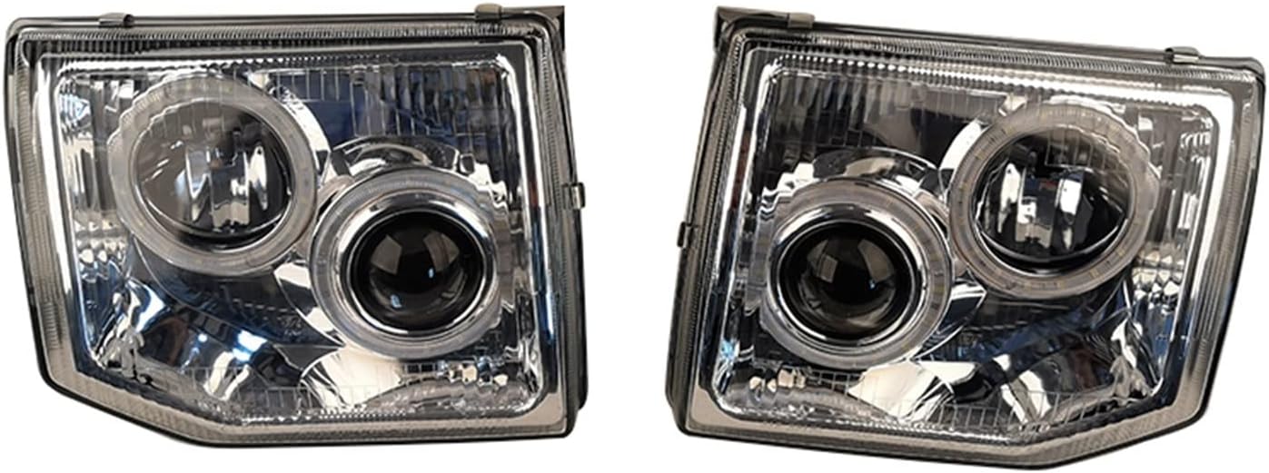 Car LED Angel Eye Lens Headlight Compatible With Pajero Headlamp V31 V32 92 93 94 95 Modified White Bac Far And Near Light A Pair