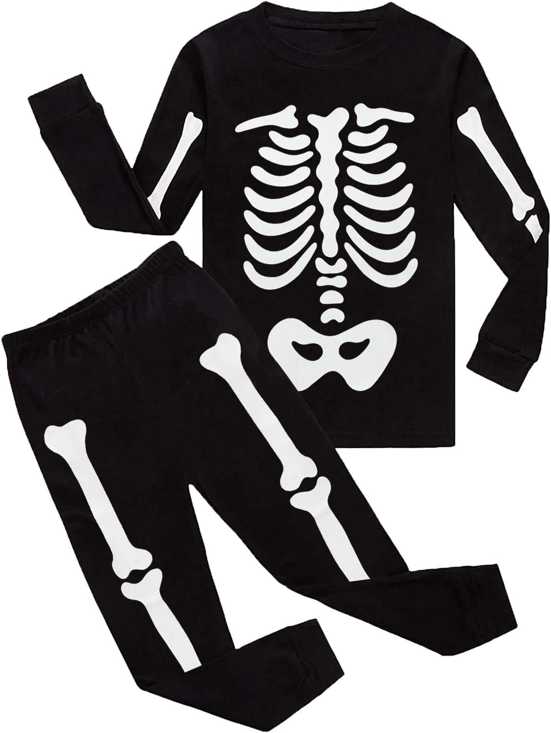 Toddler Boys Halloween Pajamas Skeleton Glow-in-The-Dark Long Sleeve Pjs Halloween Sleepwear for Kids Age 2-7T 1# Glow in the Dark Skeleton 4T