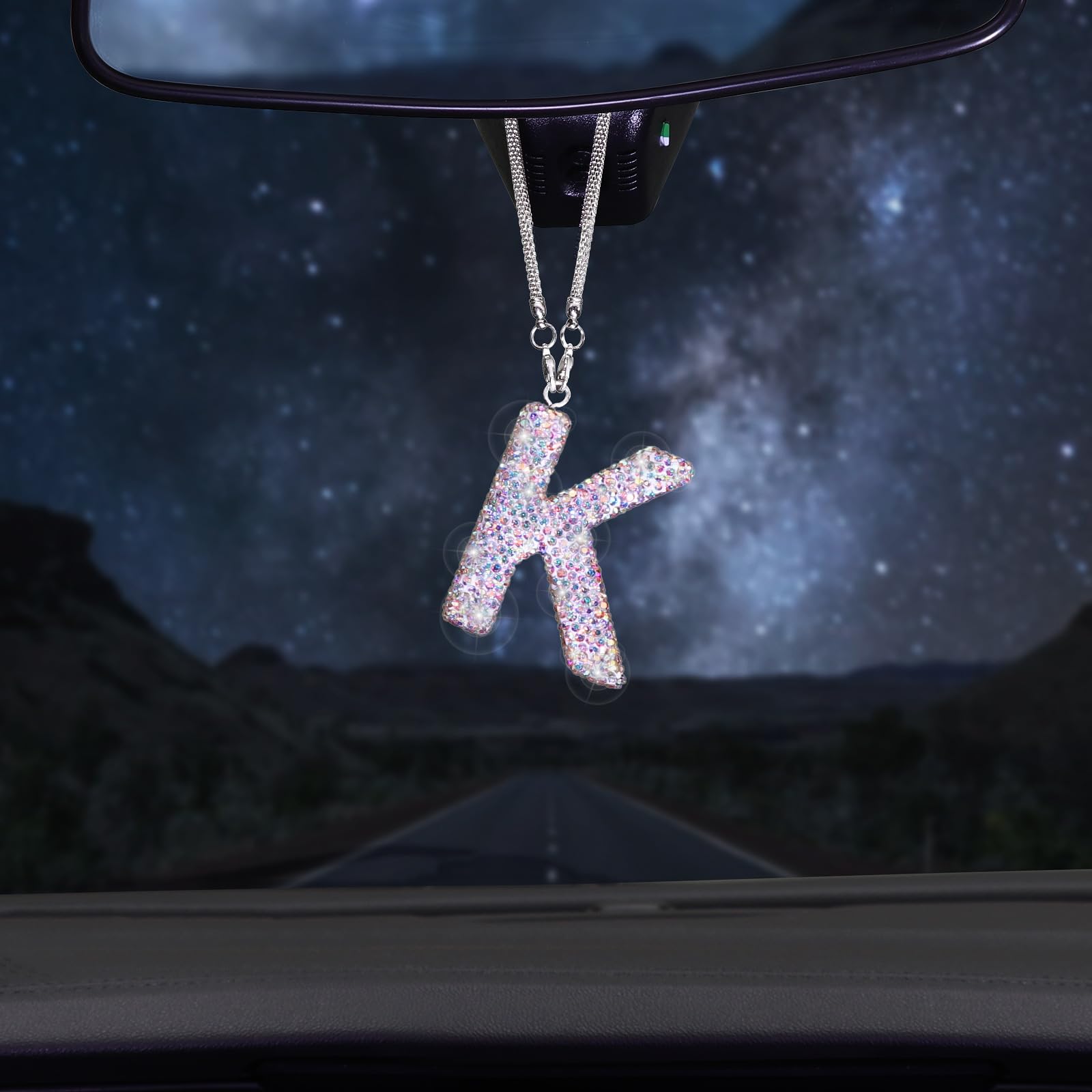 ToBeQueen Bling Car Rear View Mirror Accessories Diamond Crystal Rhinestone Rearview Mirror Charm Cute Lucky Hanging Pendant Car