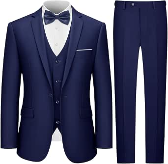 Men's 3-Piece Slim Fit Tuxedo Suit with Bow Tie - Wedding, Prom, Business