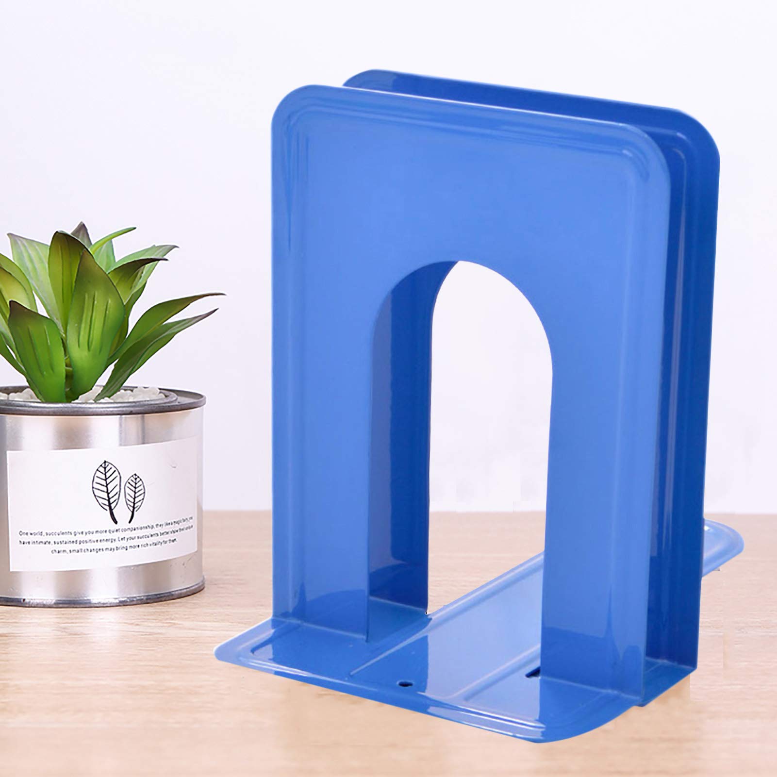 2 Sujetalibros Oficina, Sujetalibros Metal Simples, con Base Antideslizante para Oficinas Escuelas Sala Estar Cocina Biblioteca Magnífica Decoración para el Hogar,Azul,Medium