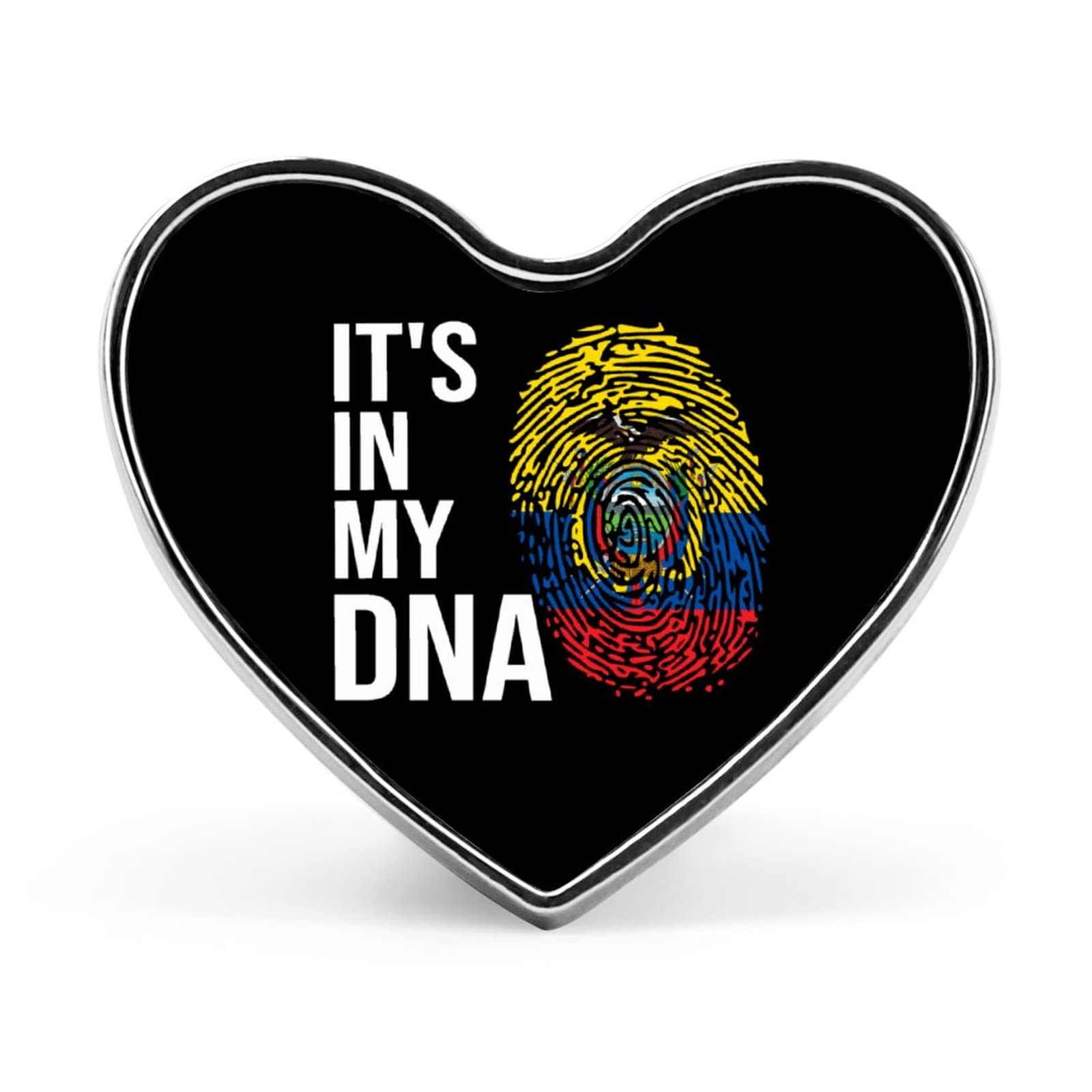 Baikutouan Style It's In My Dna Ecuador Flag Cute Heart Brooch Pin Funny Lapel Tie Pin Crafts Badge For Costume Accessory
