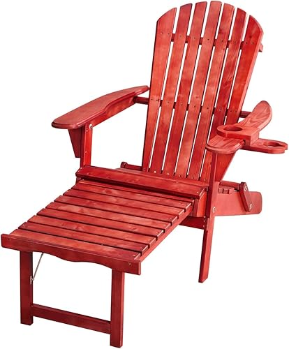 SW2005RD - Silla Adirondack Chaise Lounge, color rojo