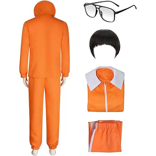 Men's Sportswear, including Black Square Eyeglass Frames and Wigs, Suitable For Sports, Role-Playing Parties, and Daily wear