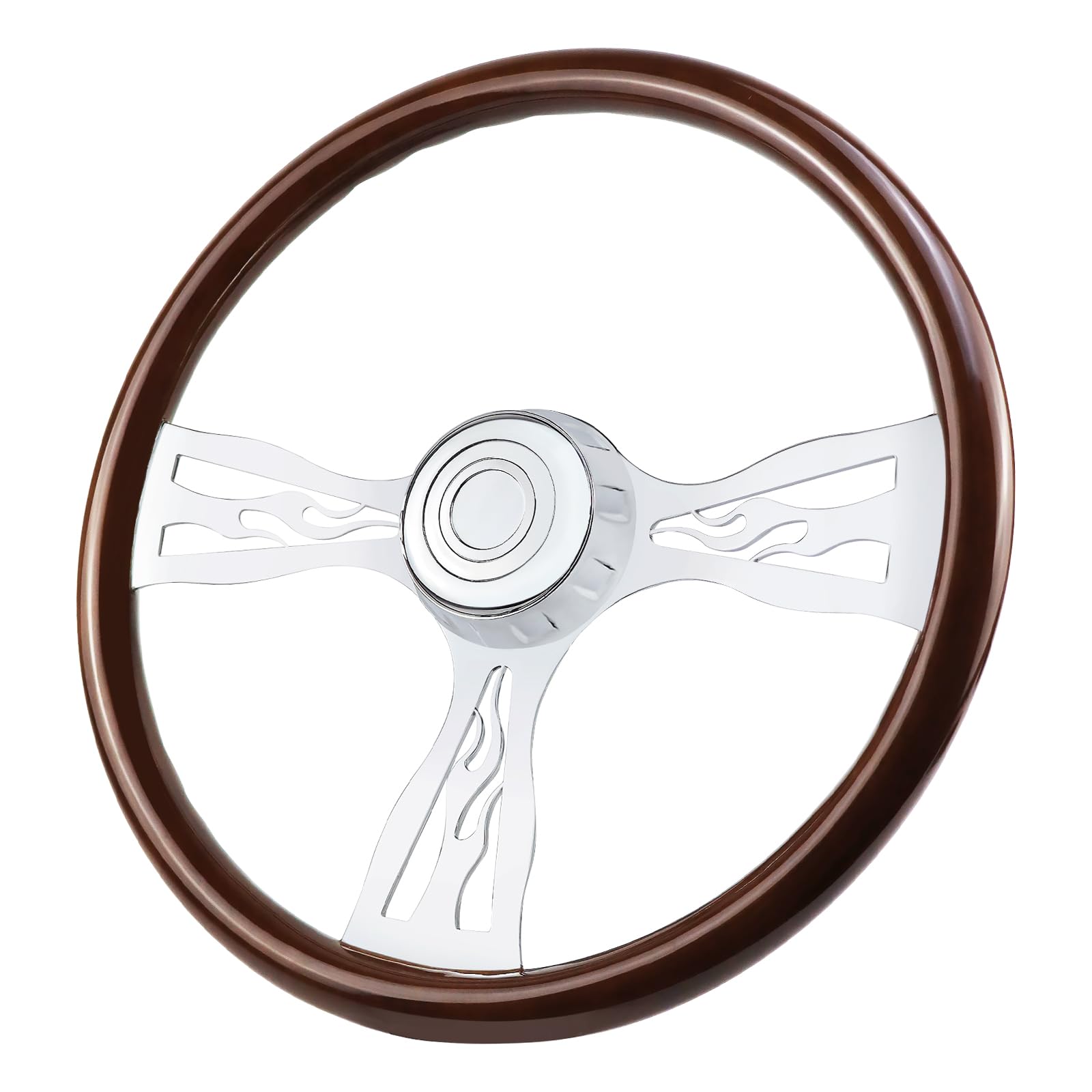 18 Inch Chrome Semi Truck Steering Wheel With White Vinyl Grip - 5 Hole | UK