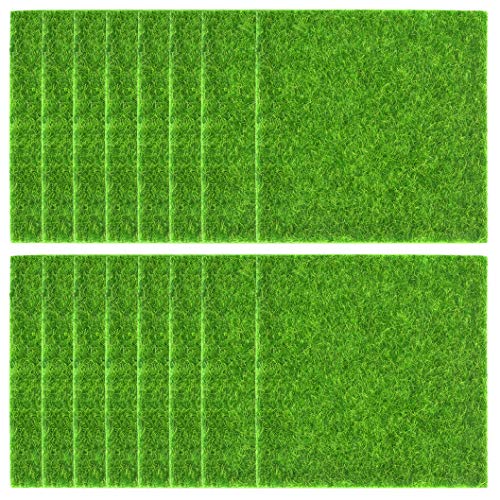 16 Pack Artificial Garden Grass, 6 x 6 Fairy Artificial Grass Life-Like Artificial
