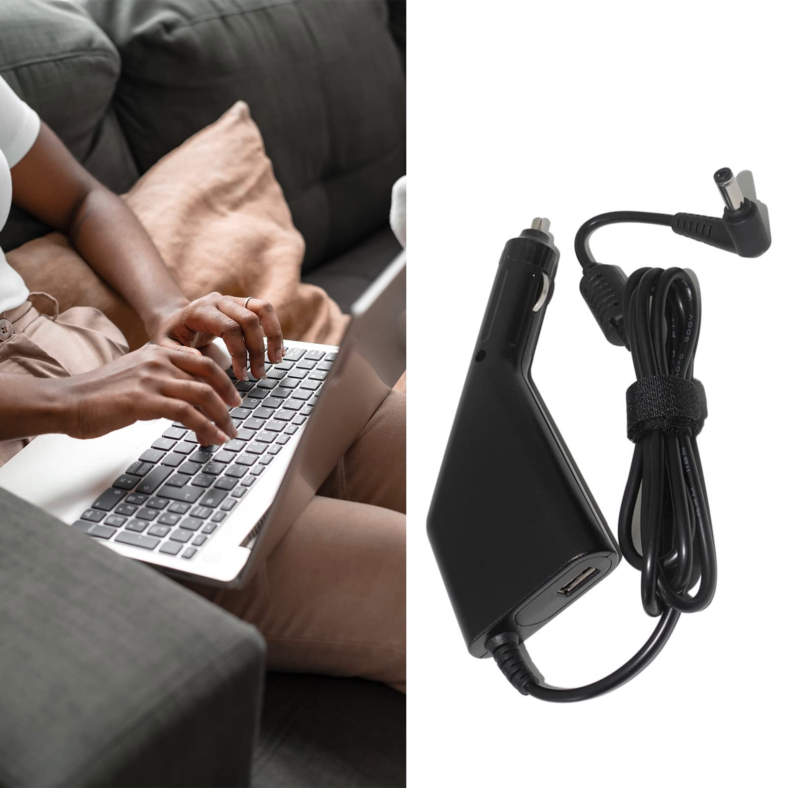 45W-65W-90W Laptop Autoladegerät DC11-15V auf 19V 4,74A Reiseadapter mit 10 Steckern für Notebook Computer Laptop Netzteil