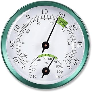 Thermometer Hygrometer, Humidity Temperature Meter Gauge 2 In 1 Stainless Steel Thermo Hygrometer Mechanical Thermometer Indoor Outdoor Room Temperature Humidity Monitor for Greenhouse Home Office