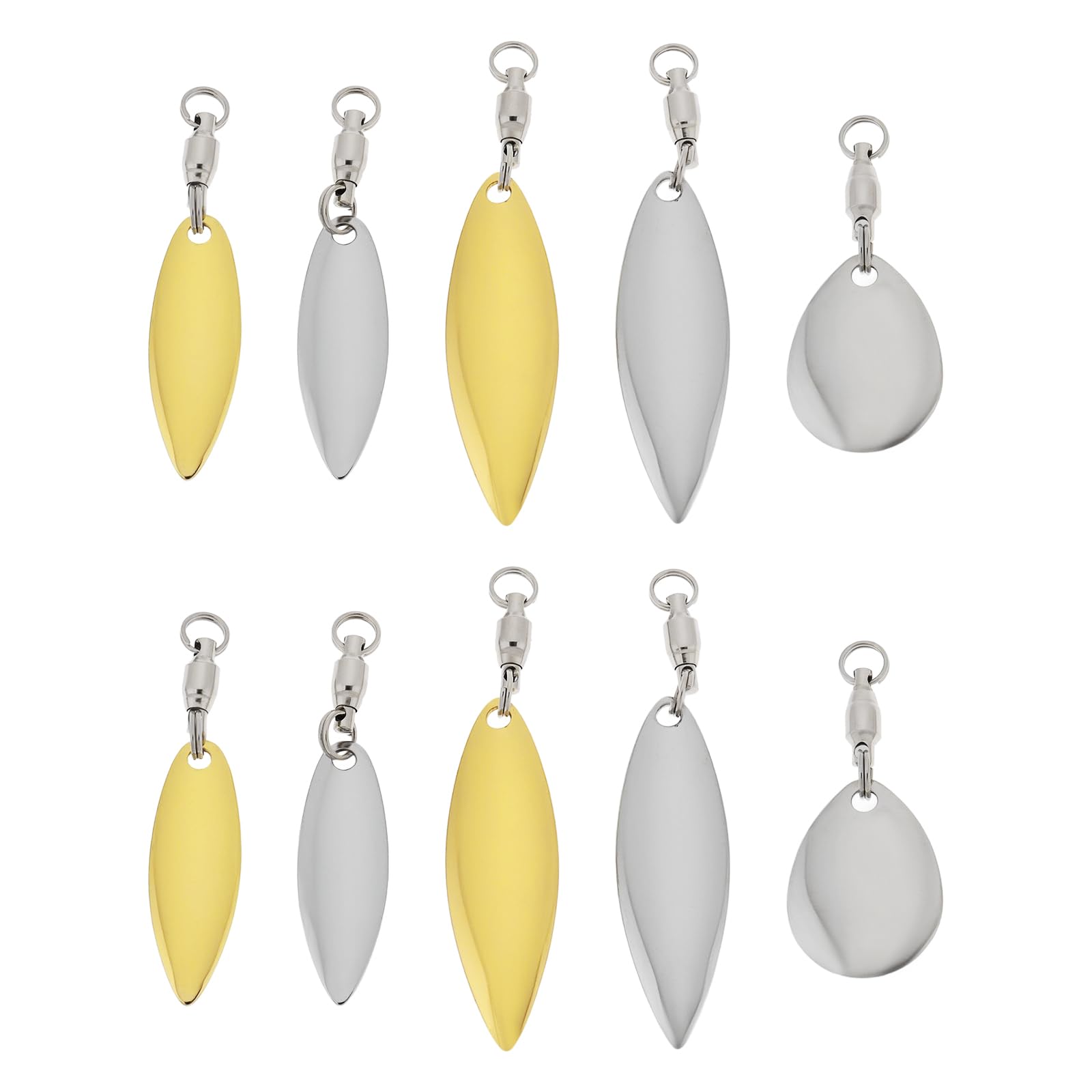 LT Easiyl 25PCS Fishing Tail Spinner with Ball Bearing Swivel Willow Leaf and Water Drop DIY Fishing Lures Accessories 32x10mm 25x8mm 18x14mm Gold