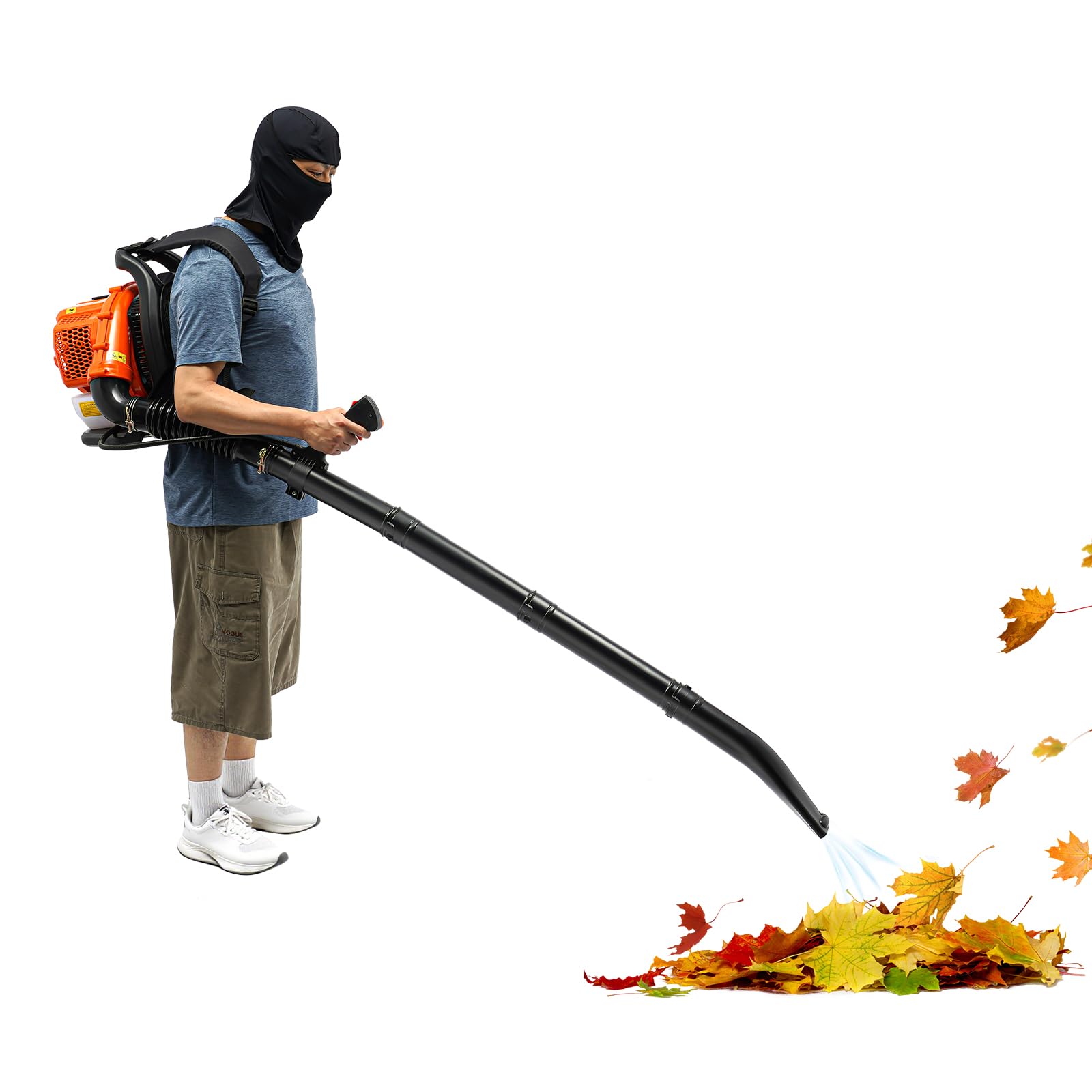 Mochila soplador de hojas de gasolina, potente aspirador de hojas con flujo de aire de 720 m³/h, soplador de hojas profesional para jardín y limpieza de carreteras, soplador de hojas ligero con