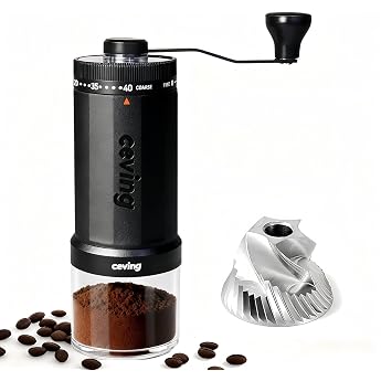 Erste 60g Gro volumen Handkaffeem hle der Welt tragbare Hand-Kaffeem hle mit 40 verstellbaren Einstellungen Edelstahl-Mahlwerk f r Espresso Pour Over Camping Reisen Geschenke usw.