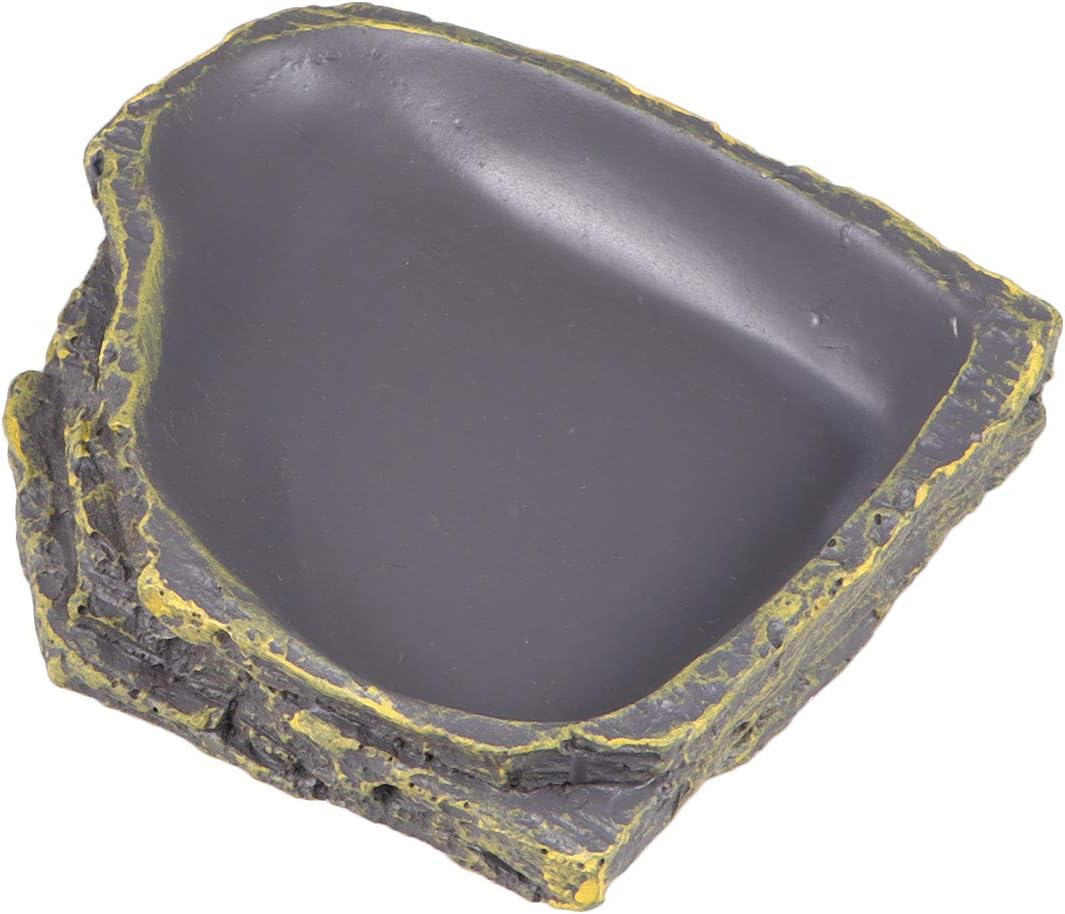 POPETPOP Thick Reptile Feeding Bowl with Slope Design for Small Lizards Turtles Geckos Amphibians Pet Water and Food Dish Durable Terrarium Bowl 4.72X4.33X0.98 Inches
